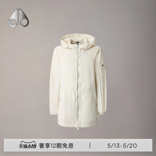 [早春新品]MOOSE KNUCKLES 女士中长款连帽收腰小剪刀防晒外套