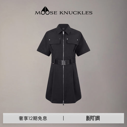 [春夏新品]MOOSE KNUCKLES 女士翻领短袖小剪刀衬衫连衣裙短裙