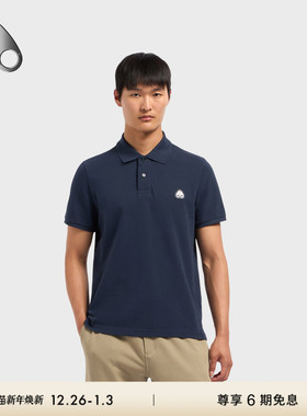 MOOSE KNUCKLES EVERETT经典LOGO棉质POLO短袖T恤男