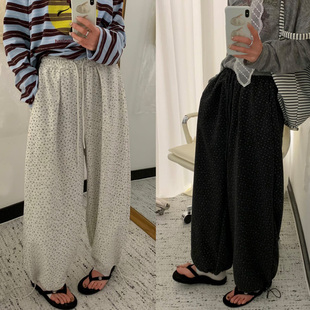 重磅推荐 春 梨形身材遮胯显瘦碎花满印束脚松紧两穿慵懒风休闲裤