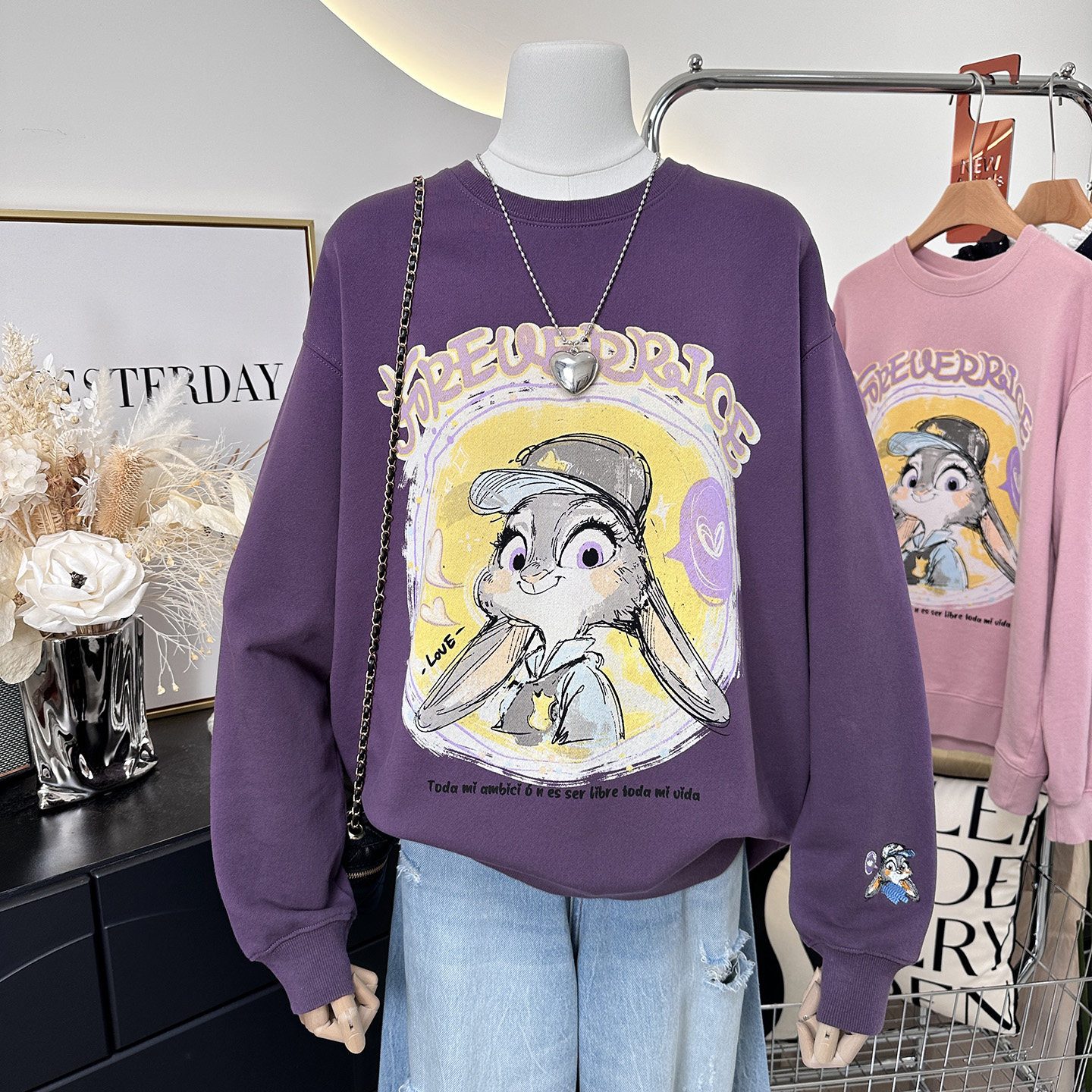 美美葡萄紫~2025新款纸袋家时尚洋气宽松慵懒风毛圈纯棉卫衣女秋