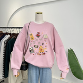 毛圈棉套头衫 重工全刺绣小卡通韩国货时尚 休闲宽松大码 纯棉卫衣女