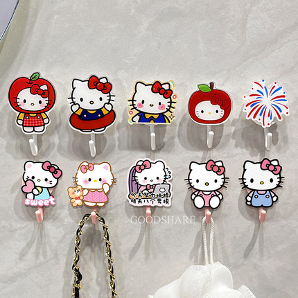 门后挂钩HelloKitty宿舍浴室墙钩可爱免打孔强力承重粘钩收纳神器
