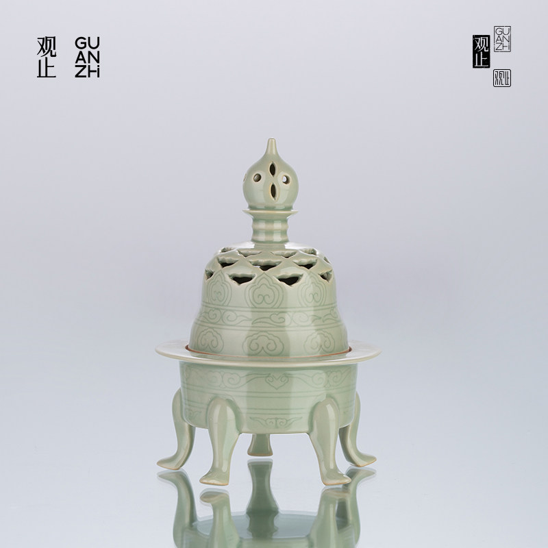 观止青瓷中式仿宋香炉