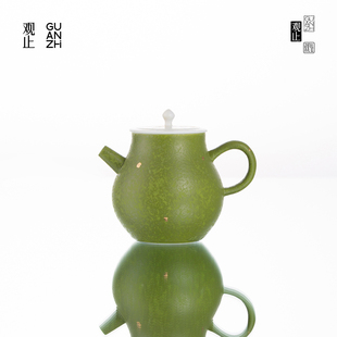 观止 手绘茶壶釉下彩绿桂花单个泡茶器女生家用功夫茶具陶瓷小壶