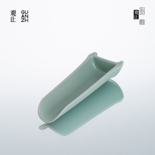 观止天青汝窑茶则茶荷茶勺茶匙功夫茶具茶道配件六君子茶铲茶拨