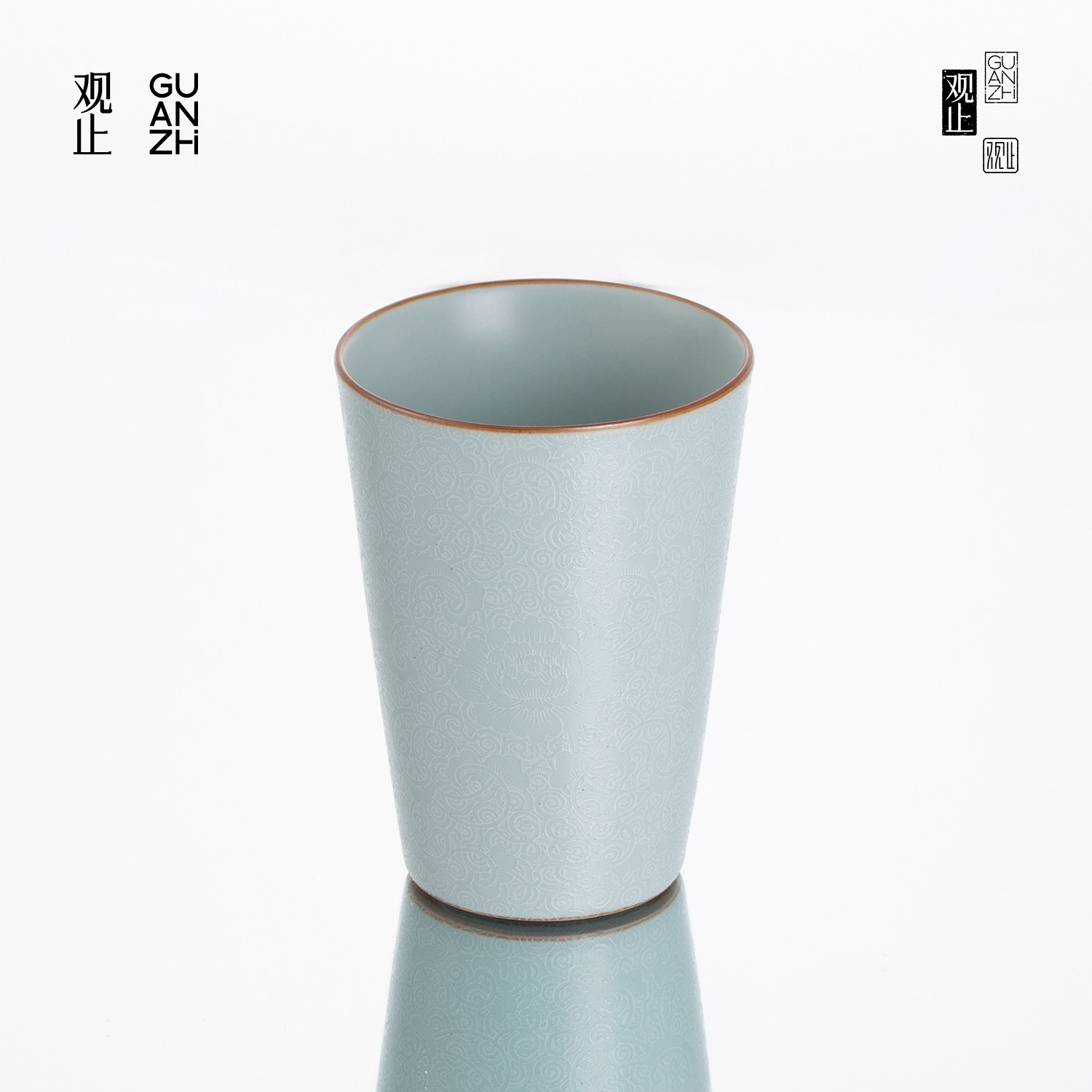 观止汝窑扒花可乐杯饮料杯茶杯个人专用主人杯子家用大号陶瓷泡茶