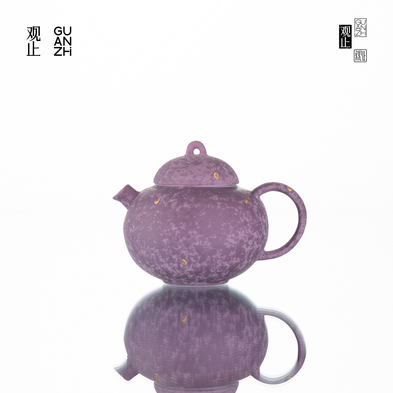 观止手绘洒金紫韵陶瓷功夫茶壶