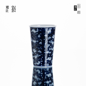 观止青花一鹭莲升可乐杯大号茶杯