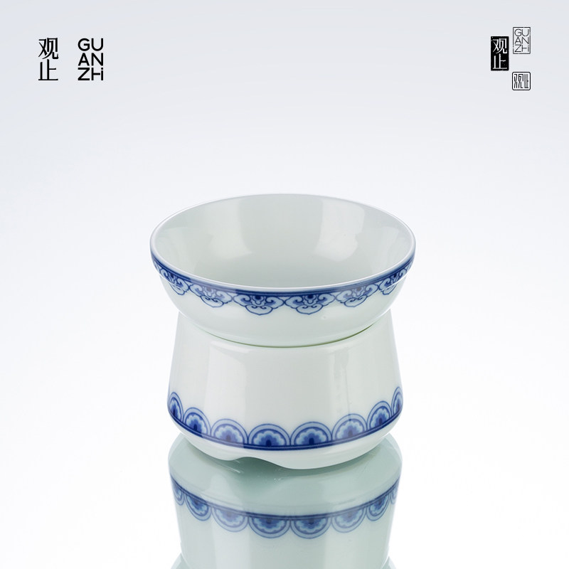 观止青花瓷茶滤陶瓷家用茶隔