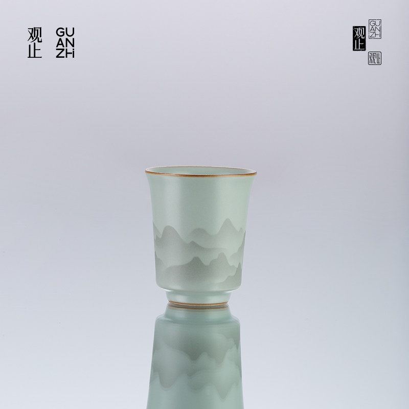 观止天青汝窑中式茶杯