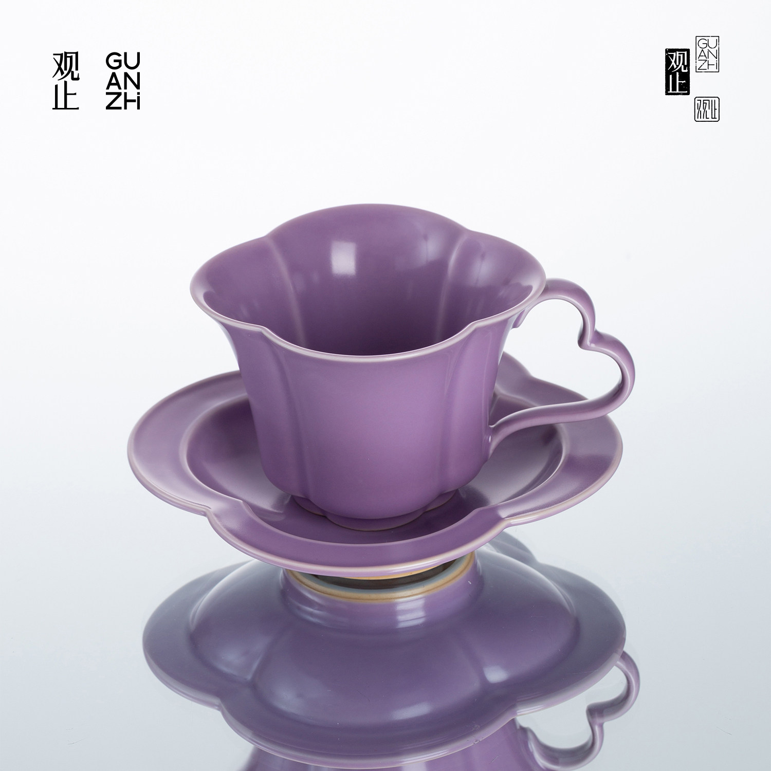 观止海棠花咖啡杯碟套装高档精致女士个人专用陶瓷茶杯水杯马克杯