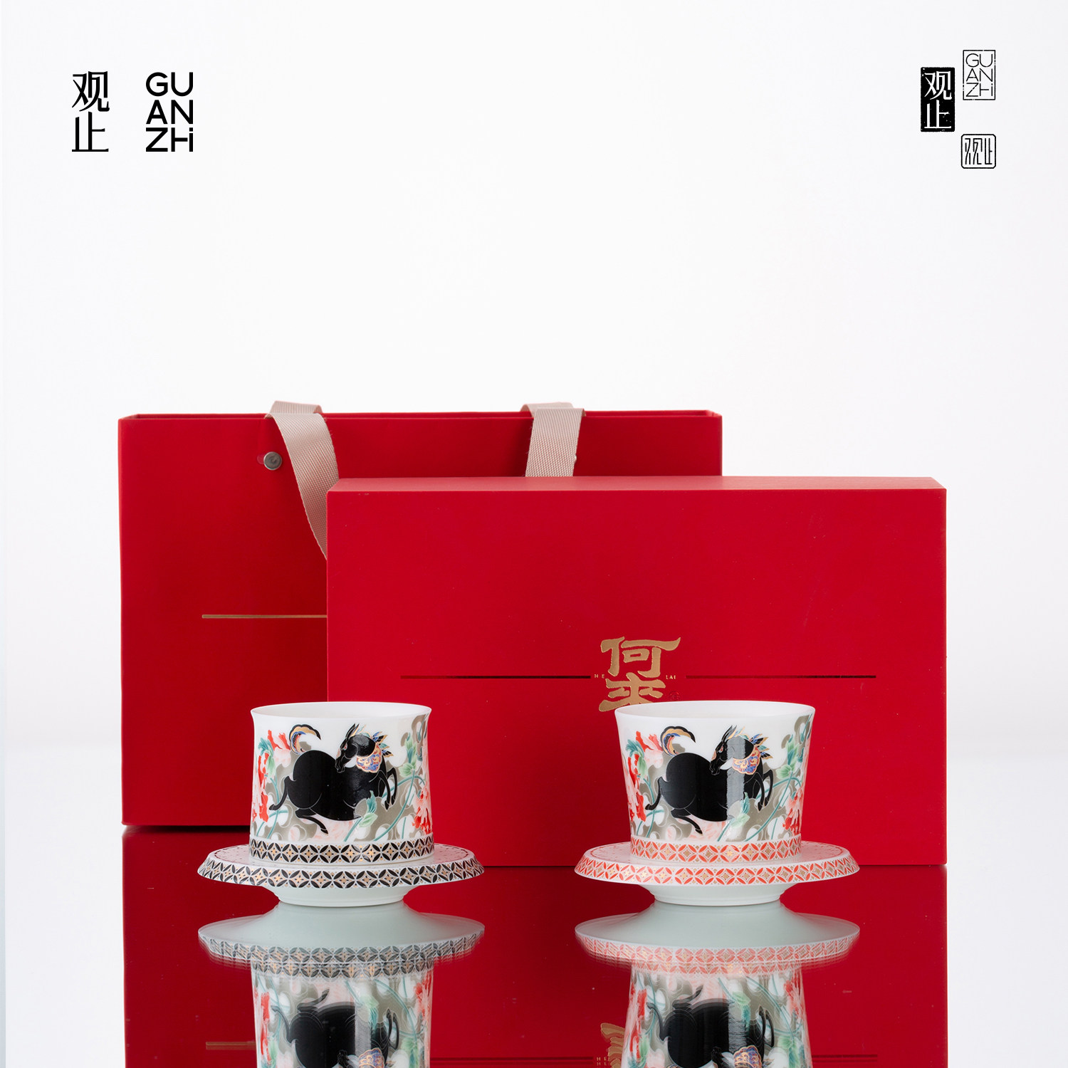 观止转转杯创意家用喝茶杯主人杯中式威士忌杯2026马年礼品礼盒装