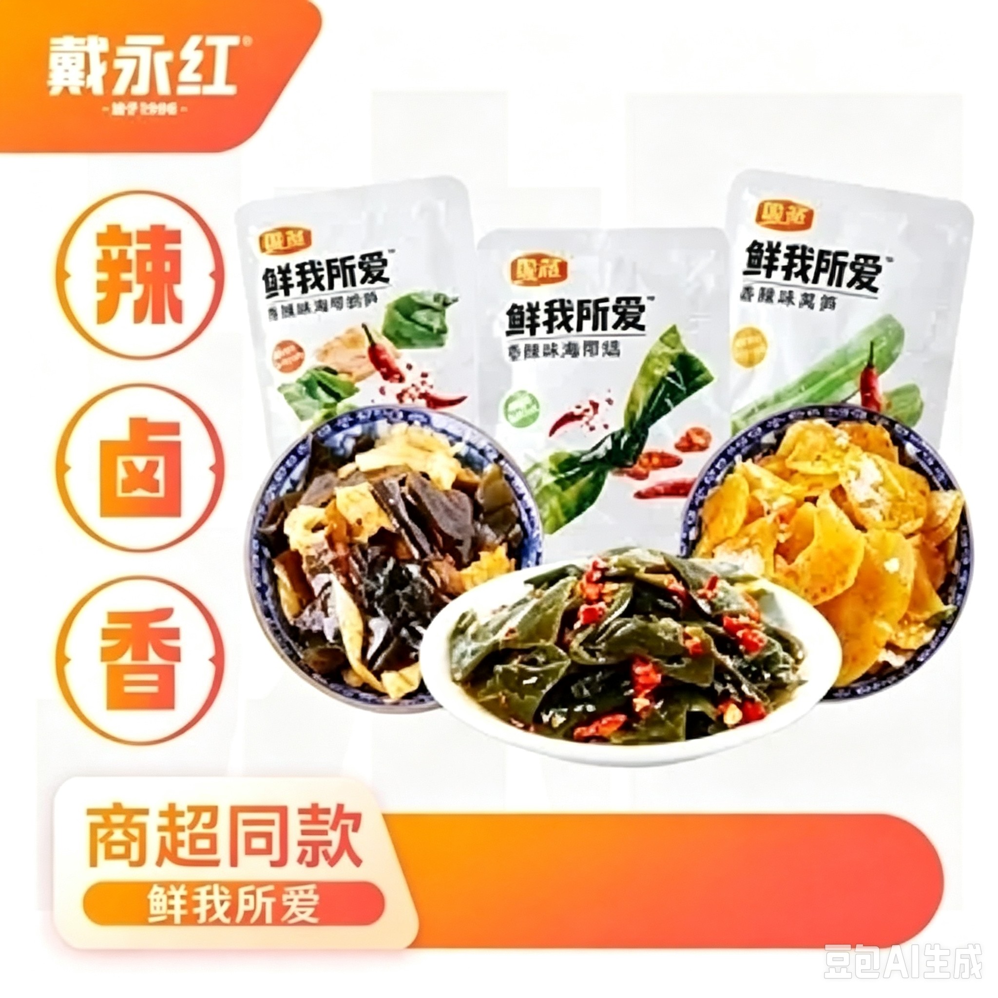 国圣香辣味莴笋小吃包装海带结图片