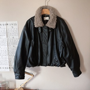 皮面毛领鹅绒羽绒皮衣外套潮 日韩时尚 搭配师果子2025秋冬新款 女装