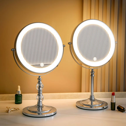 双面高清化妆镜led带灯美妆补光镜高级感台式补妆神器梳妆台镜子