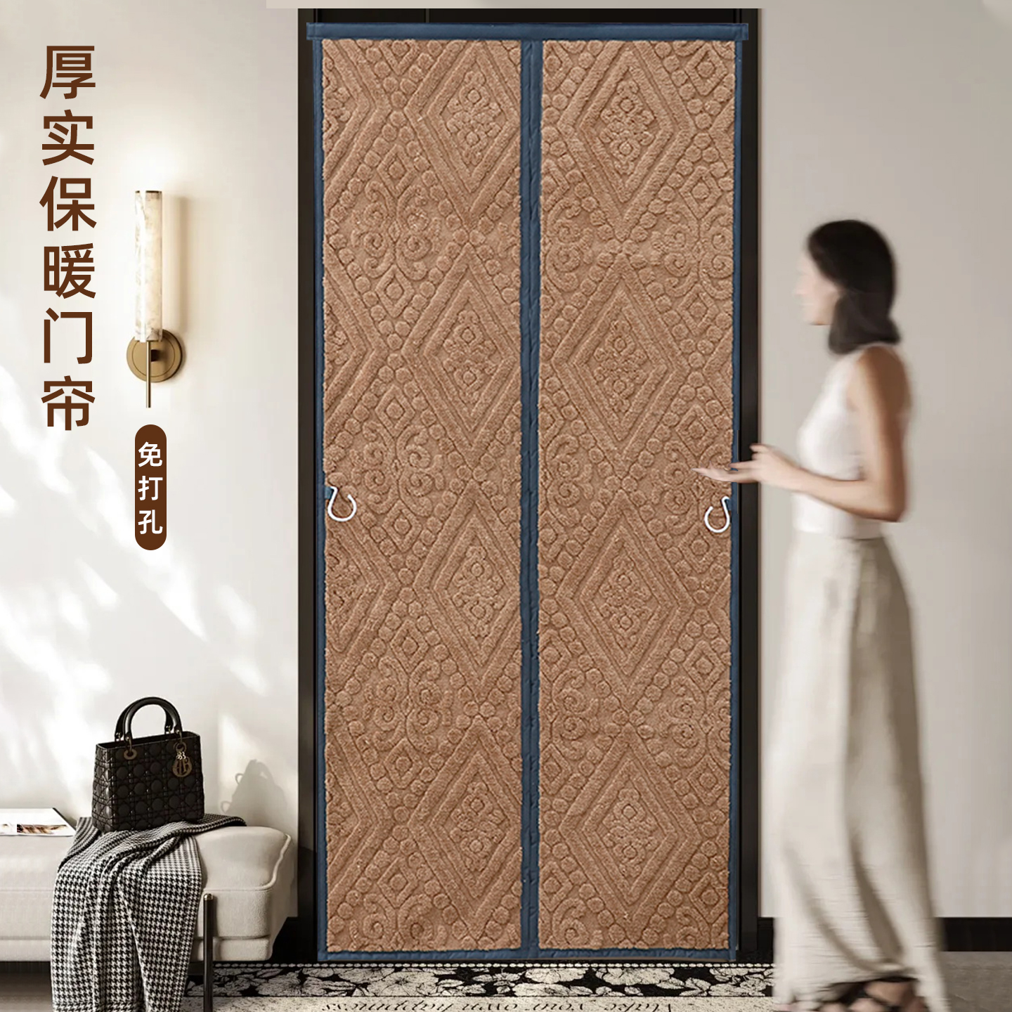 防风防寒冬季棉门帘东北加厚高级卧室卫生间阳台防冷气保温磁吸帘