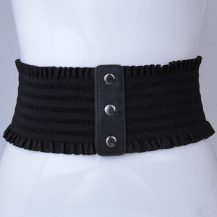 腰带弹力带木耳边橡筋腰封 裤 花边松紧带 织带提花松紧带腰饰按扣