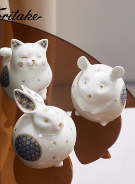 则武骨瓷可爱小动物桌面摆件