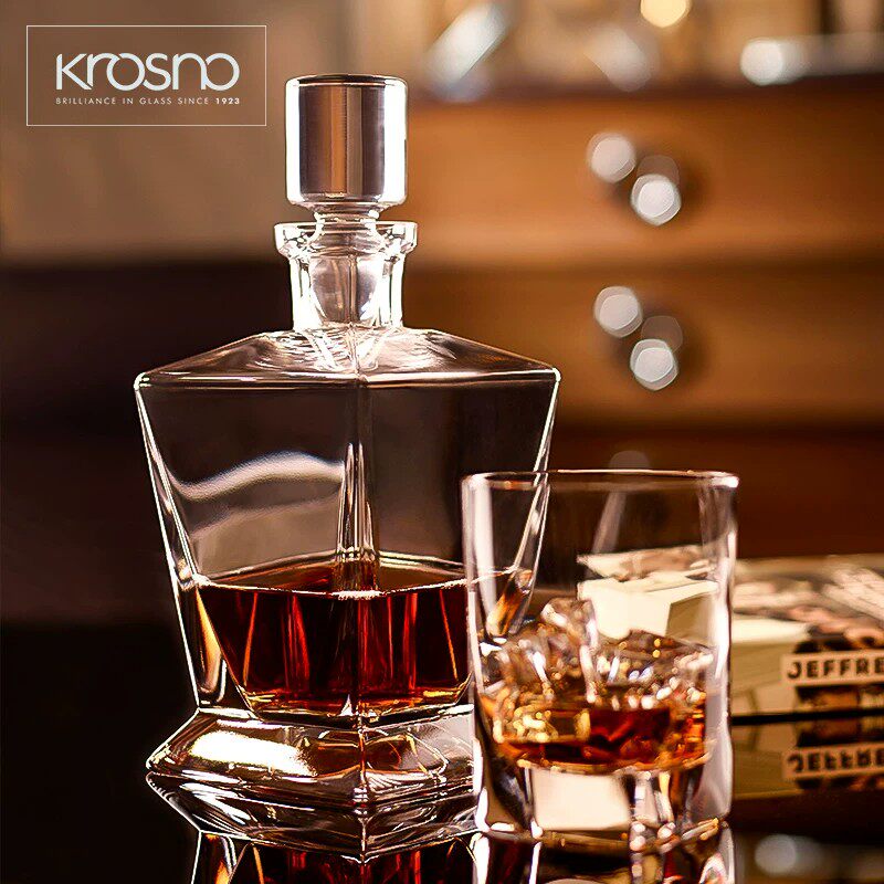 KROSNO波兰进口创意威士忌杯套装酒樽醒酒器家用手工水晶洋酒瓶子