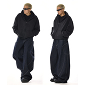 男女潮牌百搭直筒高级感阔腿宽松休闲长裤 美式 复古廓形弯刀牛仔裤