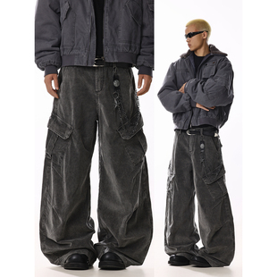 美式复古弯刀工装裤男女设计感小众宽松高级感显瘦百搭阔腿休闲裤