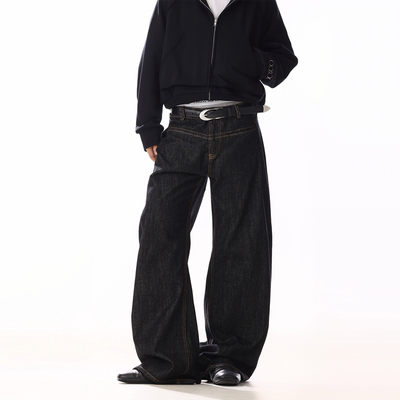 美式复古原色弯刀牛仔裤男女