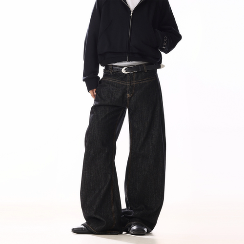 美式复古原色弯刀牛仔裤男女