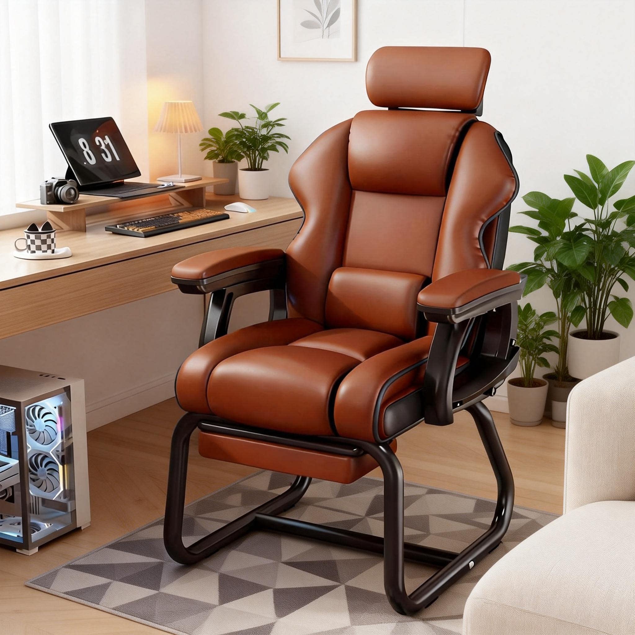 电脑椅家用舒适久坐书桌办公椅可躺休闲沙发椅宿舍电竞椅弓形椅子