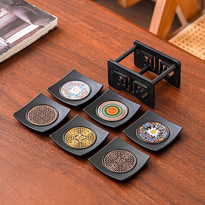 新款中式杯垫珐琅彩茶杯托