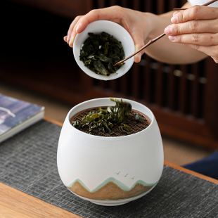 茶洗带盖建水茶具配件家用复古黑陶瓷茶盆茶盂水盂茶渣缸 晟窑日式