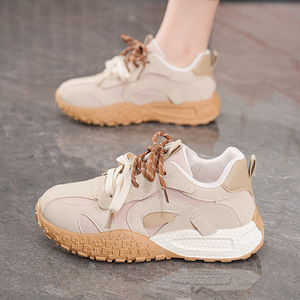 德训鞋女2026秋季女鞋新款运动鞋休闲百搭厚底增高软底老爹鞋女潮