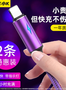 极客小K 适用苹果iPhone6数据线6s7plus充电线呼吸灯11/12/1314手机XS快充X加长XR单头8p短闪充2米冲电六XR5s