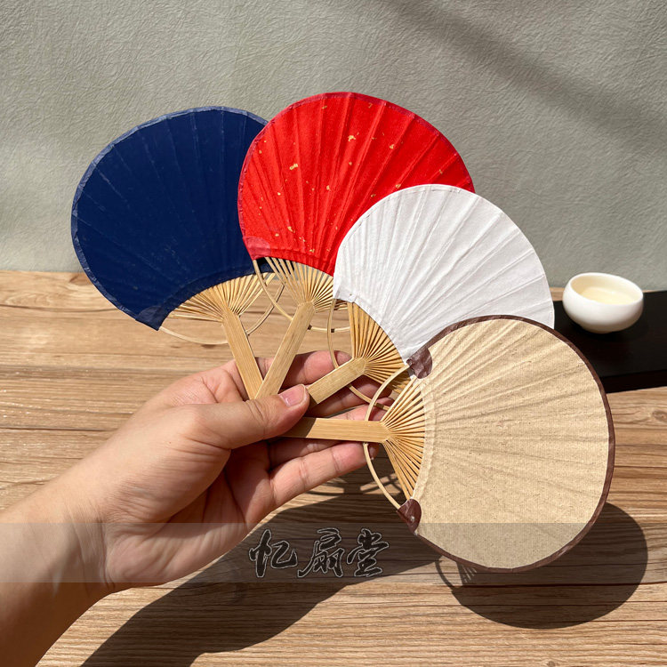 小巧迷你绘画宣纸团扇空白扇子图片