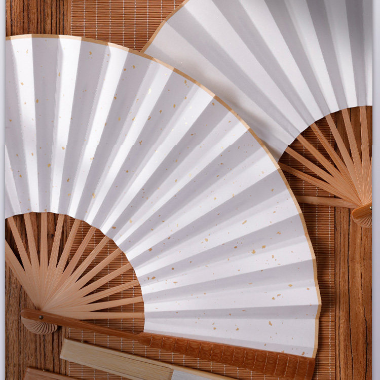 国风白色洒金书法绘画一尺文玩折叠扇子8寸10寸18方宣纸空白折扇