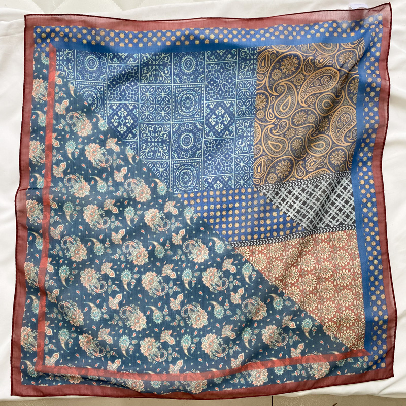 复古腰果拼图民族风发带丝巾