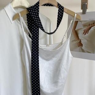 韩版波点小长条发带丝巾绑发女2025春秋围巾细窄飘带绑包领巾头巾