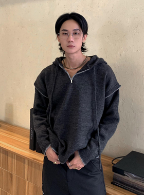 ZINGUP 美式小众设计感拉链卫衣男情侣秋冬连帽潮牌外套休闲开衫