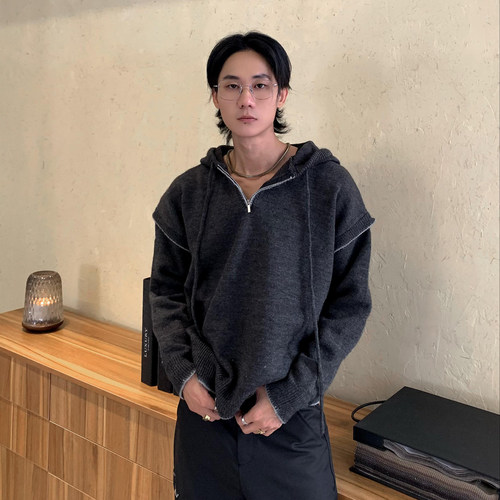 ZINGUP 美式小众设计感拉链卫衣男情侣秋冬连帽潮牌外套休闲开衫