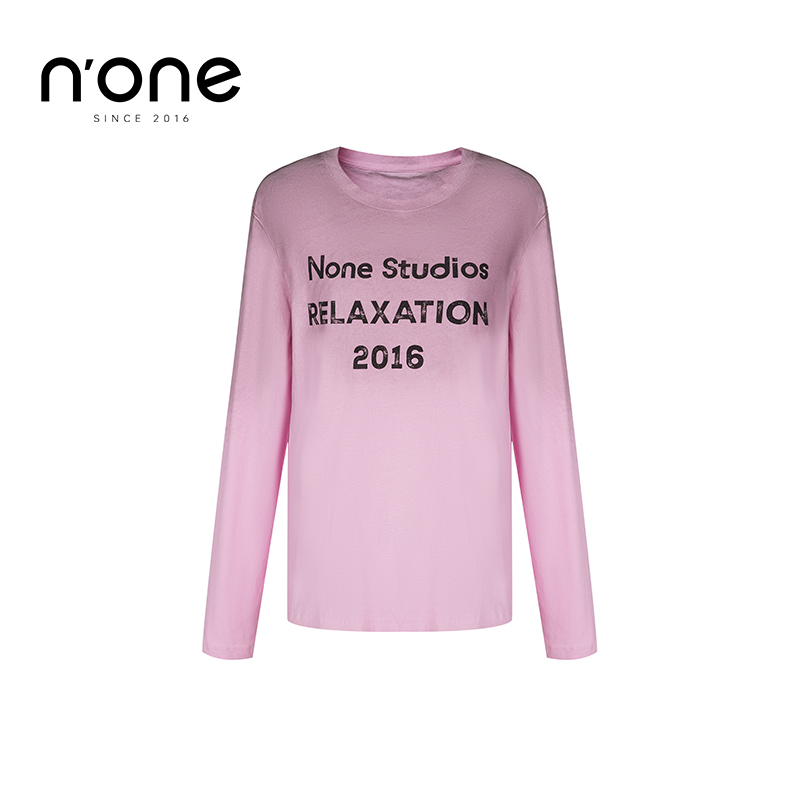 none圓領休閑寬松H型印花毛衣