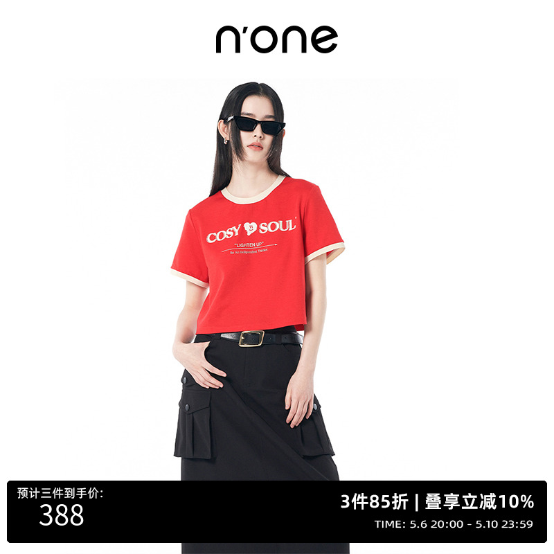 NONE短袖休闲常规字母T恤女