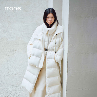 长款 型修身 拼接针织领鹅绒服女2025冬季 X版 加厚过膝外套 新款 none