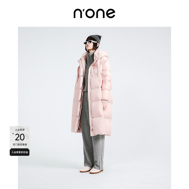 none冬季新款长款连帽直身羽绒服