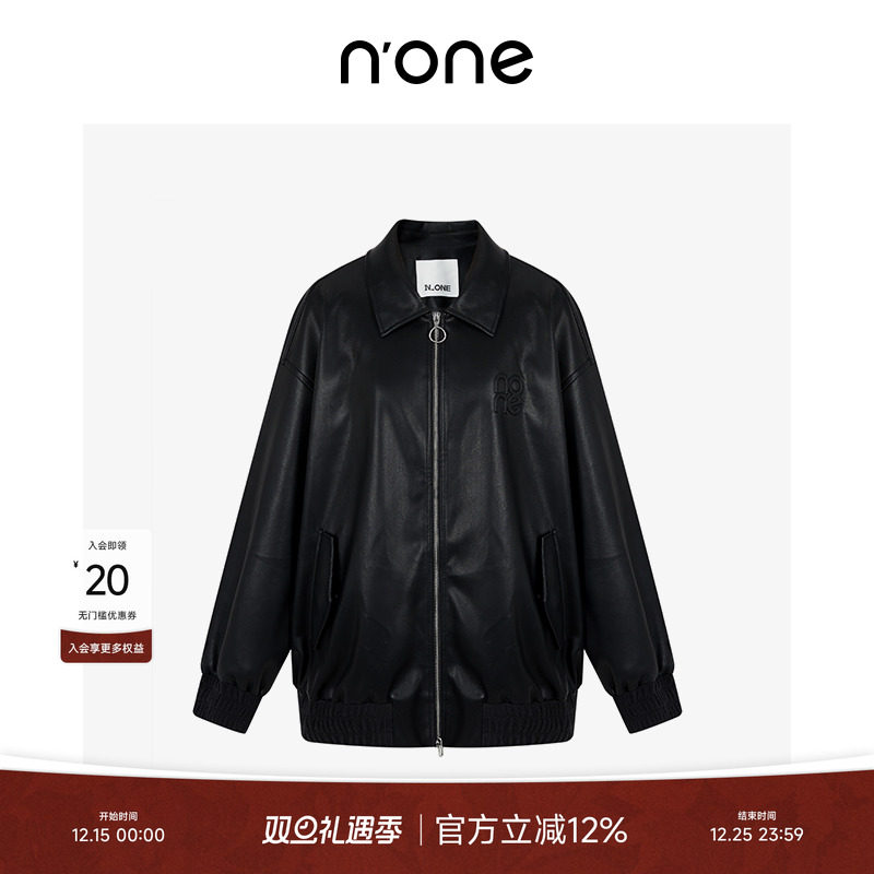 none立体翻领棒球夹克皮衣外套