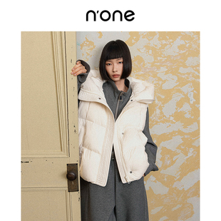 90白鸭绒连帽羽绒马甲女下摆牛筋调节O型面包服 新款 none 冬季