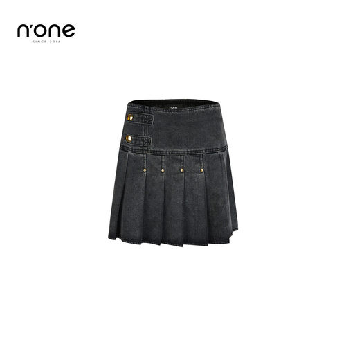 none高腰A字复古牛仔半身短裙