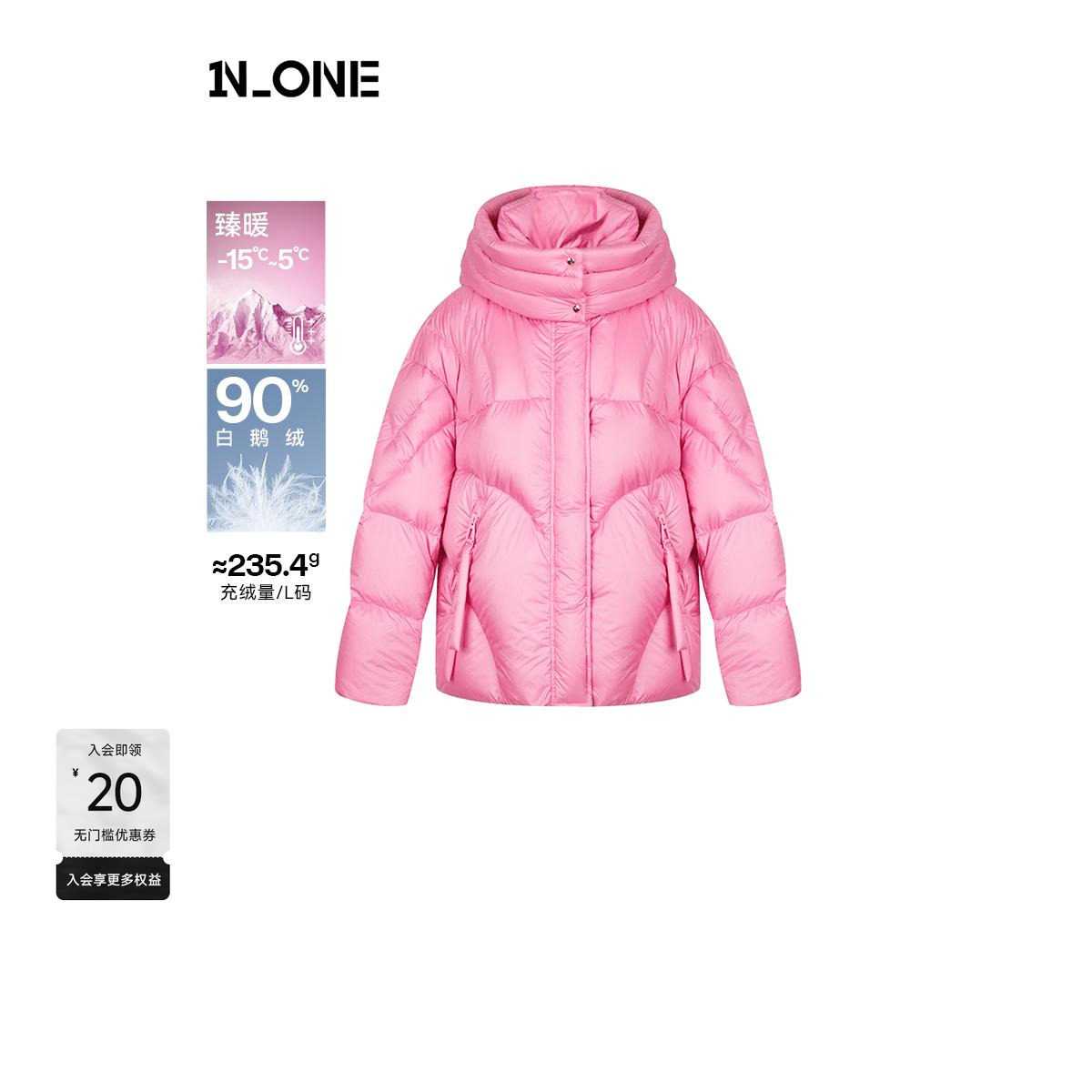 NONE中长款鹅绒连帽时尚羽绒服