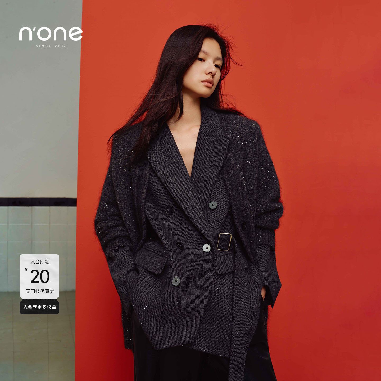 none双排扣戗驳领解构西装外套