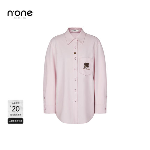 none休闲简约宽松慵懒风粉色衬衫