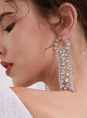 diydiy日常新款网针红92欧5银水钻D1488_v7质流苏耳环女气美夸张